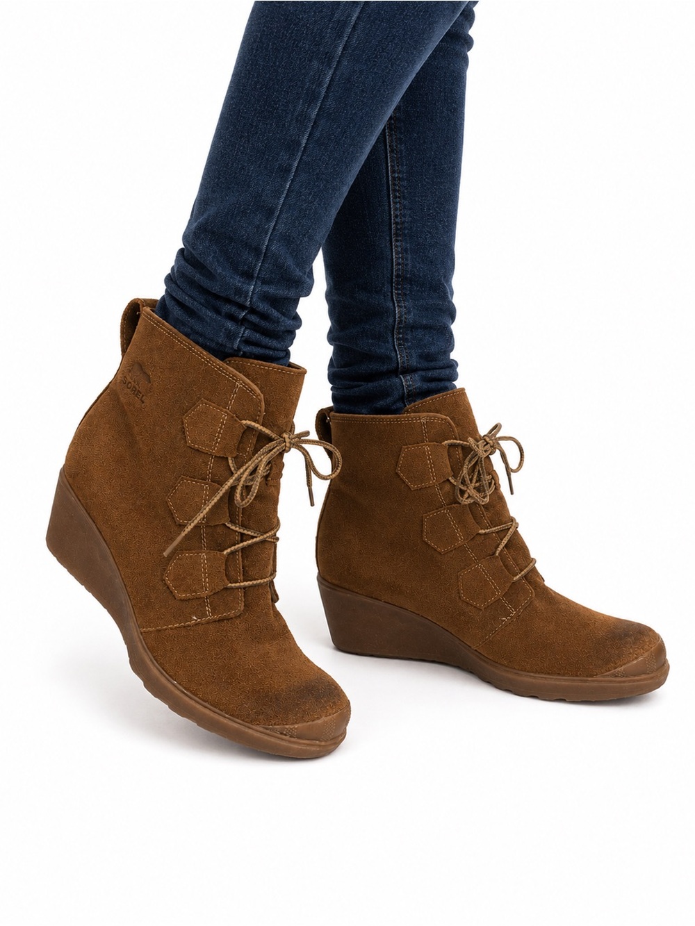 Size 10 Sorel Women’s Medina III Brown Suede Hidden Wedge Ankle Waterproof Boots
